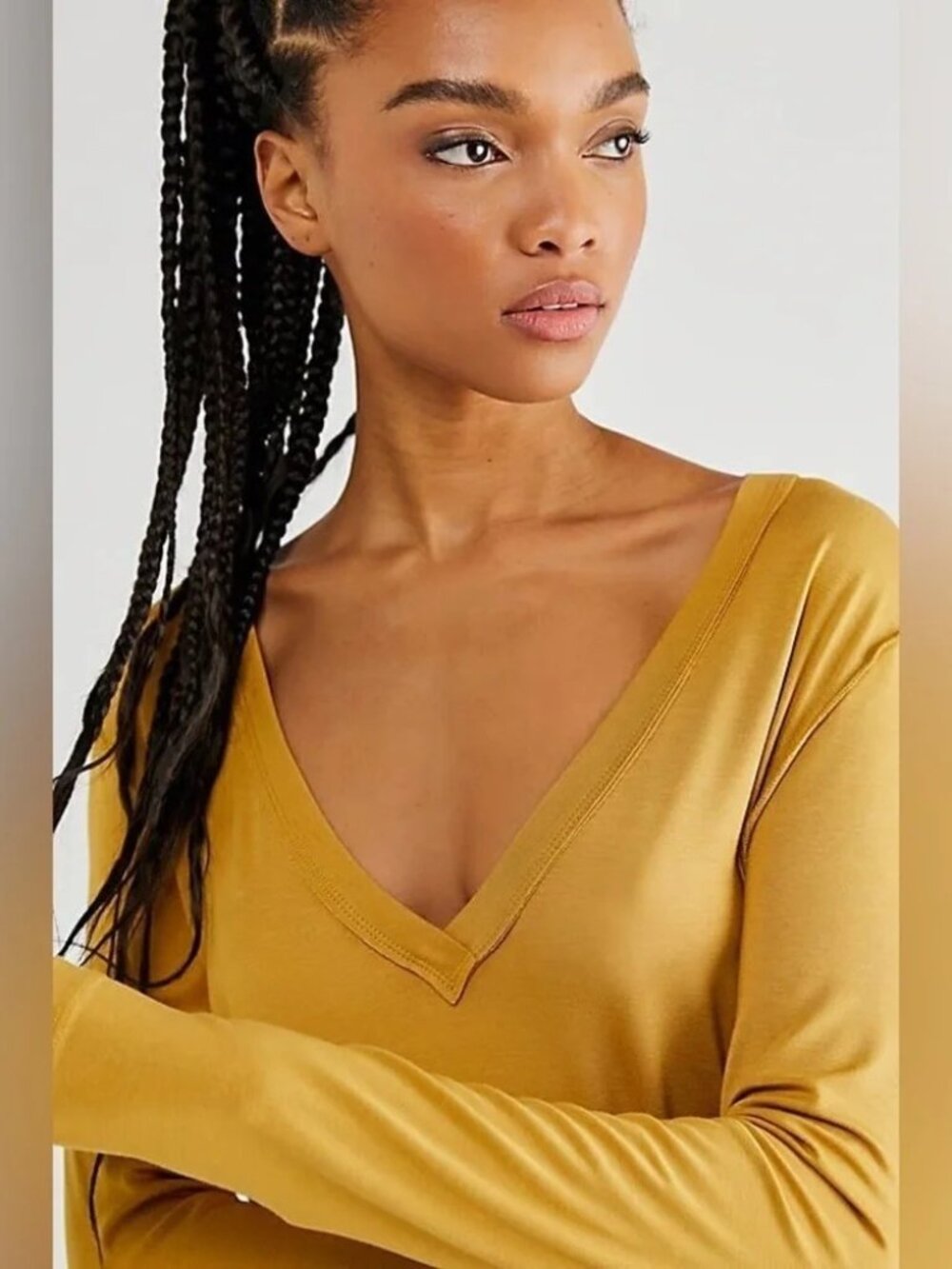 We The Free, Free People Moon Dance V-Neck Long Sleeve Tee - Size S.